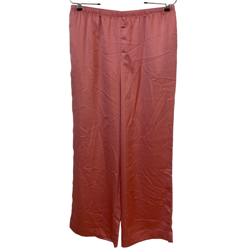 NWT A New Day Women's Pajama Pants Size Medium Pink Satin Wide Leg Elastic Waist